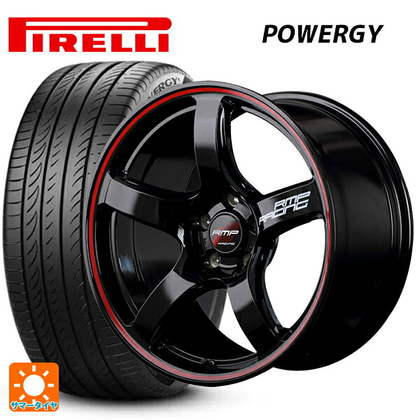 215/55R17 94V ピレリ パワジー 正規品 エムアイディー MIDレーシング R50 ブラック/リムレッドライン 17-7J 国産車用 サマータイヤホイール4本セット｜タイヤホイール専門店コニシタイヤ
