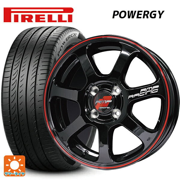 235/45R18 98Y XL ピレリ パワジー 正規品 エムアイディー MIDレーシング R07 ブラック/リムレッドライン 18-8J 国産車用 サマータイヤホイール4本セット