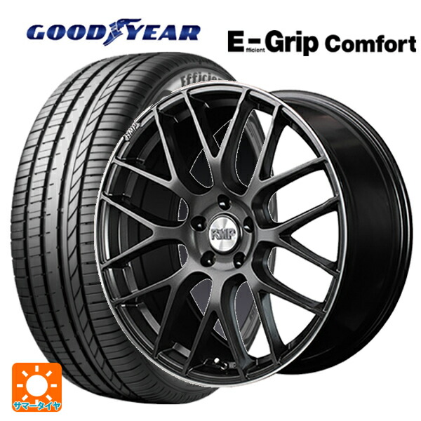 スバル レガシィアウトバック(BS系)用 225/60R18 100V グッドイヤー エフィシェントグリップ コンフォート エムアイディー MID エクスクルーシブ 028F セミグロスガンメタ+リムエッジDC+ロゴマシニング 新品サマータイヤホイール 4本セット