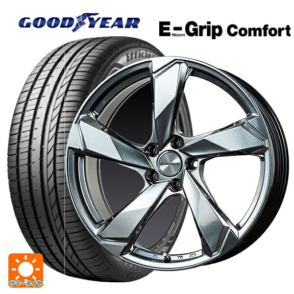 フォルクスワーゲン T-Cross(C1系)用 215/45R18 93W XL グッドイヤー エフィシェントグリップ コンフォート ユーロアクシス クロスエッジ クロームハイパーシルバー 新品サマータイヤホイール 4本セット|タイヤホイール専門店コニシタイヤ