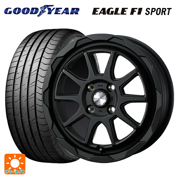 195/50R16 84V グッドイヤー イーグルF1 スポーツ ウェッズ マッドヴァンス06 フルマットブラック 16-6J 国産車用 サマータイヤホイール4本セット