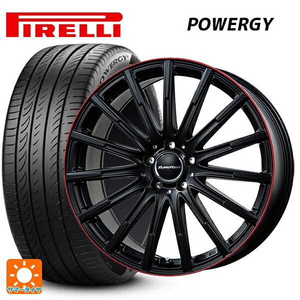 メルセデスベンツ GLC(X253)用 235/55R19 105W XL ピレリ パワジー 正規品 ユーロアクシス エアフルト マットブラック/レッドリム 新品サマータイヤホイール 4本セット