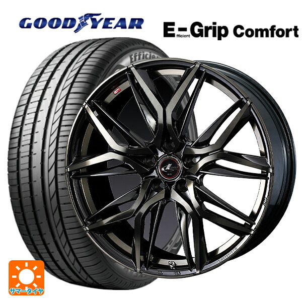 195/65R15 91H グッドイヤー エフィシェントグリップ コンフォート ウェッズ レオニス LM PBMC/TI 15-6J 国産車用 サマータイヤホイール4本セット