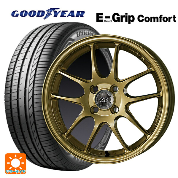 225/60R18 100V グッドイヤー エフィシェントグリップ コンフォート エンケイ パフォーマンスライン PF01 ゴールド 18-7J 国産車用 サマータイヤホイール4本セット