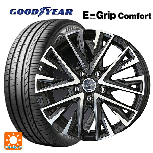 225/60R18 100V グッドイヤー エフィシェントグリップ コンフォート 共豊 スマック レジーナ サファイアブラックポリッシュ 18-7.5J 国産車用 サマータイヤホイール4本セット
