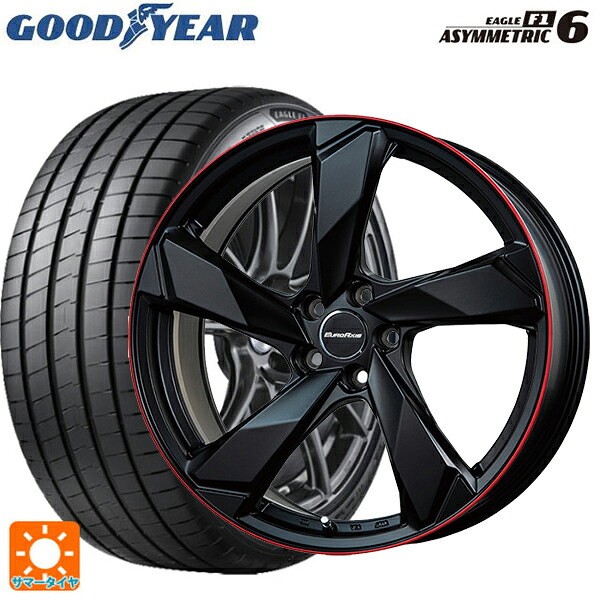 アウディ A6(F2D系)用 245/45R19 102Y XL グッドイヤー イーグル F1 アシメトリック6 ユーロアクシス クロスエッジ マットブラック/レッドリム 新品サマータイヤホイール 4本セット
