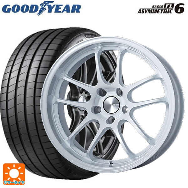 245/35R18 92Y XL グッドイヤー イーグル F1 アシメトリック6 エンケイ パフォーマンスライン PF01 EVO パールホワイト 18-9J 国産車用 サマータイヤホイール4本セット