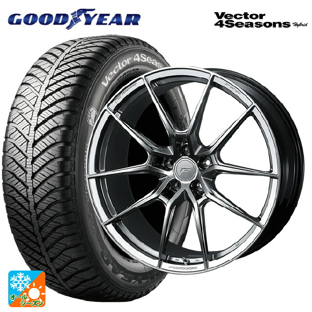 トヨタ GRヤリス(PA系)用 225/40R18 92H XL グッドイヤー ベクターフォーシーズンズ ハイブリッド ウェッズ エフゼロ FZ-6 ダイヤモンドブラック 新品オールシーズンタイヤホイール 4本セット