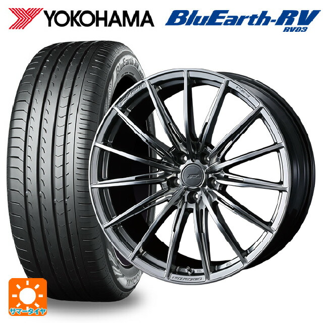 ミツオカ バディ()用 225/60R18 100H ヨコハマ ブルーアース RV03 # ウェッズ エフゼロ FZ-4 DIAMOND BLACK 新品サマータイヤホイール 4本セット