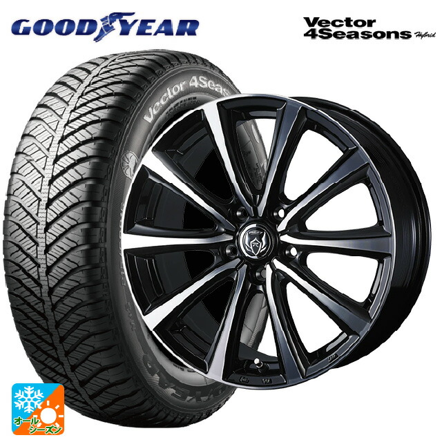 スバル レヴォーグ(VN系)用 225/45R18 91H グッドイヤー ベクターフォーシーズンズ ハイブリッド ウェッズ ライツレー MS ブラックメタリックポリッシュ 新品オールシーズンタイヤホイール 4本セット
