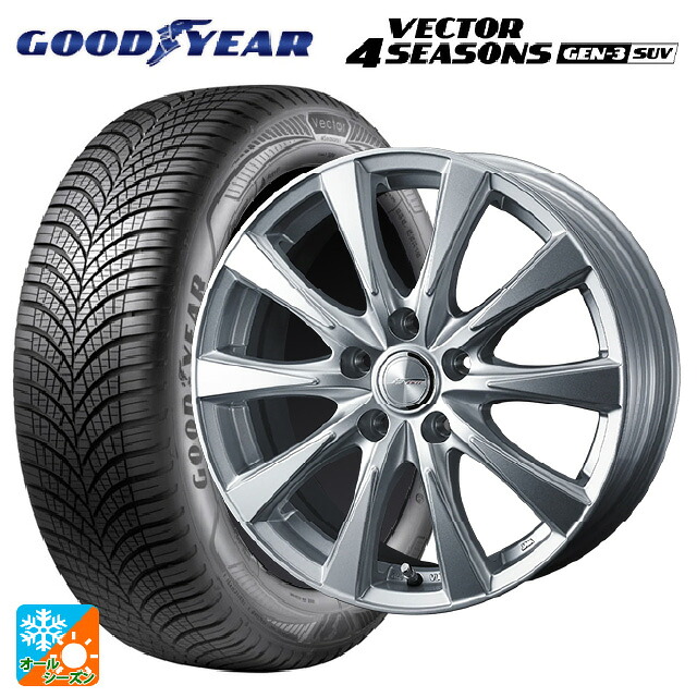 トヨタ RAV4(50系)用 225/60R18 104W XL グッドイヤー ベクター4シーズンズ ジェン3 SUV ウェッズ ジョーカー スピリッツ シルバー 新品オールシーズンタイヤホイール 4本セット