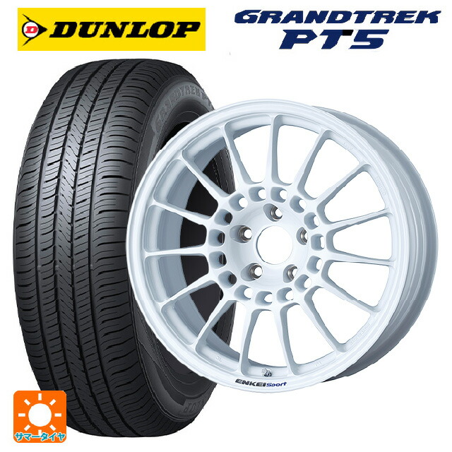 ミツビシ デリカD5(3DA系)用 225/55R18 98V ダンロップ グラントレックPT5 エンケイ エンケイスポーツ RC-T5 White 新品サマータイヤホイール 4本セット|タイヤホイール専門店コニシタイヤ