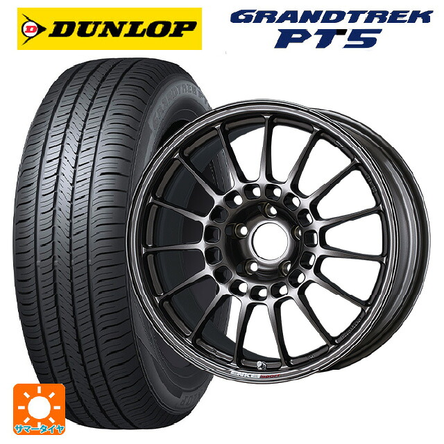 225/65R18 103H ダンロップ グラントレックPT5 エンケイ エンケイスポーツ RC-T5 Dark Silver 18-8J 国産車用 サマータイヤホイール4本セット