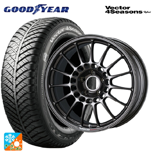 185/65R15 88H グッドイヤー ベクターフォーシーズンズ ハイブリッド エンケイ エンケイスポーツ RC-T5 Dark Silver 15-6J 国産車用 オールシーズンタイヤホイール4本セット