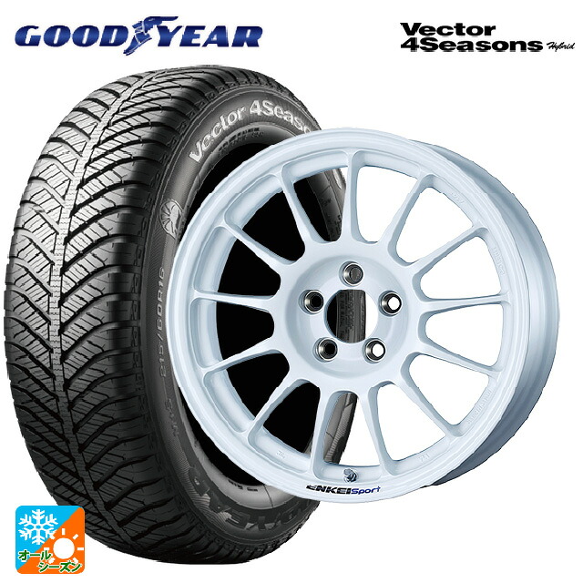 185/65R15 88H グッドイヤー ベクターフォーシーズンズ ハイブリッド エンケイ エンケイスポーツ RC-T5 White 15-6J 国産車用 オールシーズンタイヤホイール4本セット