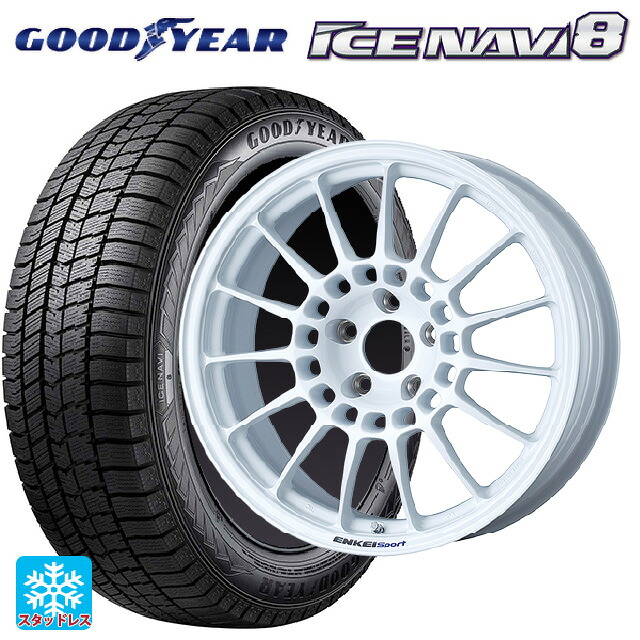 2025年製 215/45R18 89Q グッドイヤー アイスナビ8 エンケイ エンケイスポーツ RC-T5 White 18-8J 国産車用 スタッドレスタイヤホイール4本セット