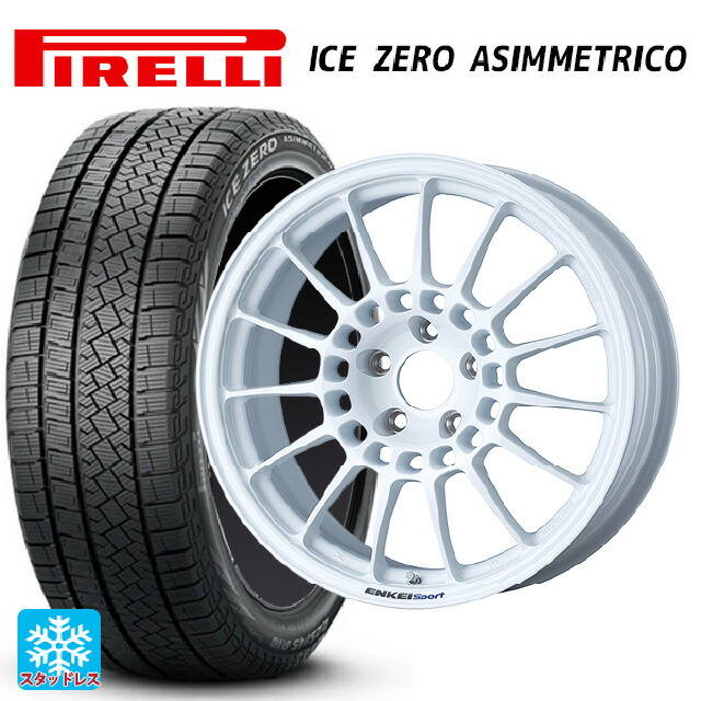 225/60R18 100H ピレリ アイスゼロ アシンメトリコ 正規品 # エンケイ エンケイスポーツ RC-T5 White 18-8J 国産車用 スタッドレスタイヤホイール4本セット|タイヤホイール専門店コニシタイヤ