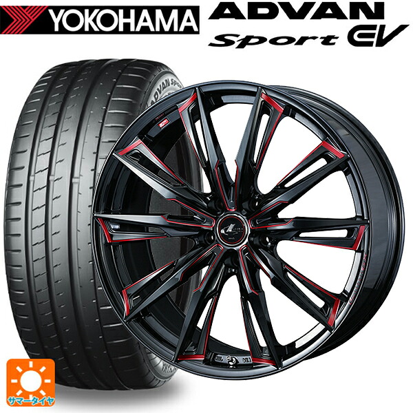 235/45R18 98Y XL ヨコハマ アドバンスポーツ EV V108 正規品 ウェッズ レオニス GX BK/SC(RED) 18-8J 国産車用 サマータイヤホイール4本セット