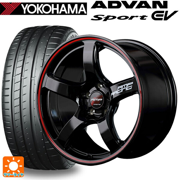 235/45R18 98Y XL ヨコハマ アドバンスポーツ EV V108 正規品 エムアイディー MIDレーシング R50 ブラック/リムレッドライン 18-8J 国産車用 サマータイヤホイール4本セット