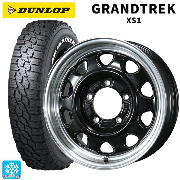 2024年製 215/70R16 100/97N ダンロップ グラントレックXS1 ホワイトレター # トピー ランドフット SWZ グロスブラックリムポリッシュ 16-5.5J 国産車用 スタッドレスタイヤホイール4本セット
