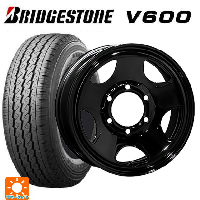 2026年製 195/80R15 107/105L ブリヂストン V600 正規品 トピー S54A ブラック（スチール） 15-6J 国産車用 サマータイヤホイール4本セット