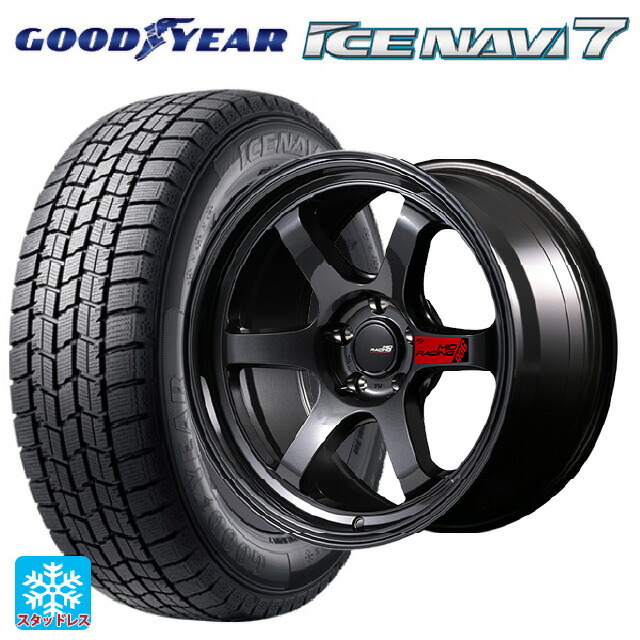 2023年製 225/45R18 91Q グッドイヤー アイスナビ7(数量限定) エムアイディー MIDレーシング R06 クリスタルブラック 18-8.5J 国産車用 スタッドレスタイヤホイール4本セット