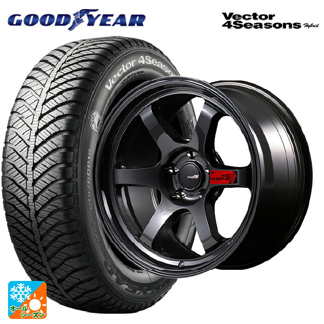 225/45R18 91H グッドイヤー ベクターフォーシーズンズ ハイブリッド エムアイディー MIDレーシング R06 クリスタルブラック 18-8.5J 国産車用 オールシーズンタイヤホイール4本セット|タイヤホイール専門店コニシタイヤ
