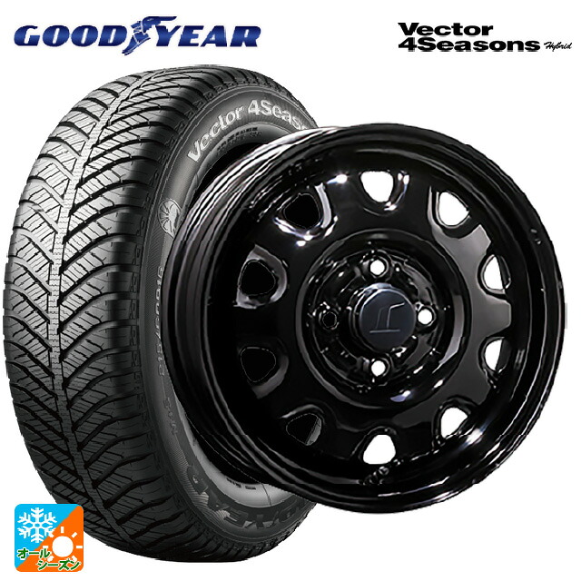 155/65R14 75H グッドイヤー ベクターフォーシーズンズ ハイブリッド トピー M73 ブラック（スチール） 14-4.5J 国産車用 オールシーズンタイヤホイール4本セット