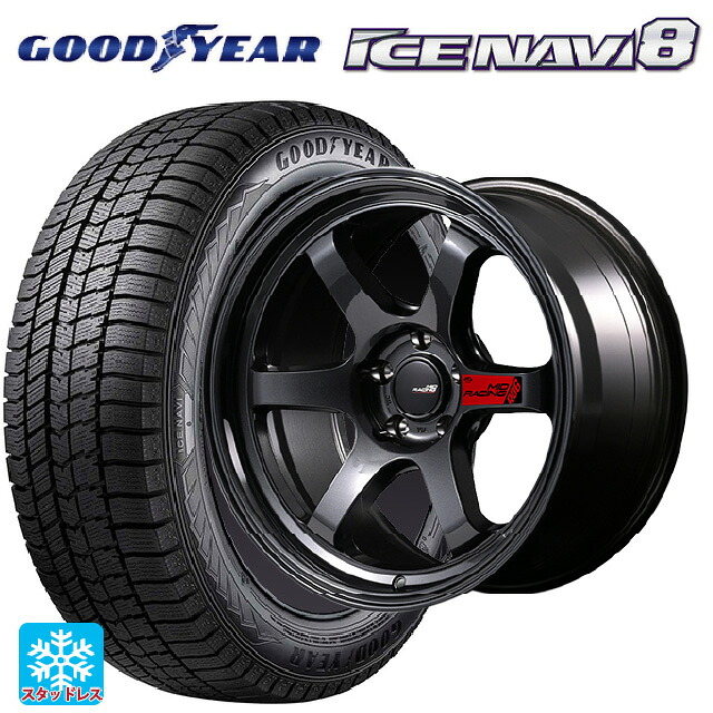 215/45R18 89Q グッドイヤー アイスナビ8 # エムアイディー MIDレーシング R06 クリスタルブラック 18-8.5J 国産車用 スタッドレスタイヤホイール4本セット|タイヤホイール専門店コニシタイヤ