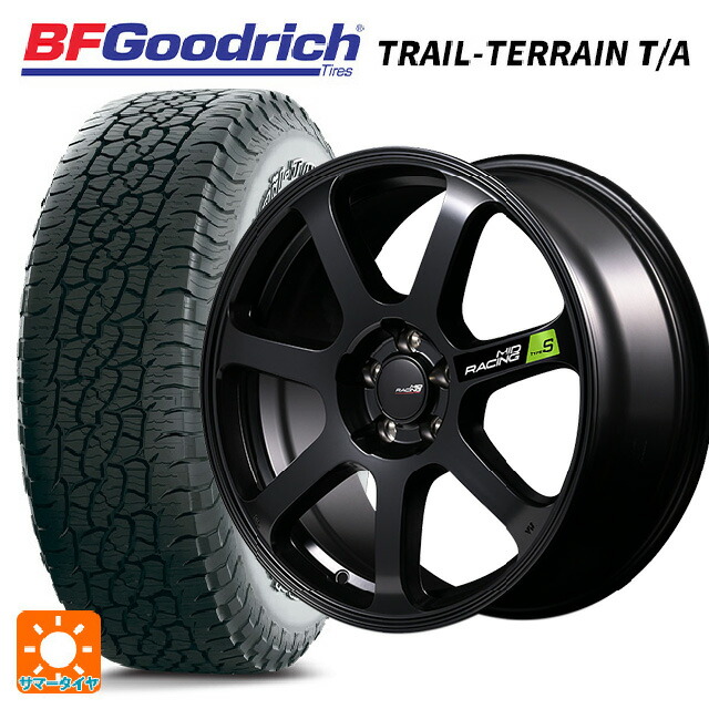 225/65R17 102T BFグッドリッチ トレイルテレーン T/A ホワイトレター 正規品 エムアイディー MIDレーシング R07 タイプS セミグロスブラック 17-7J 国産車用 サマータイヤホイール4本セット