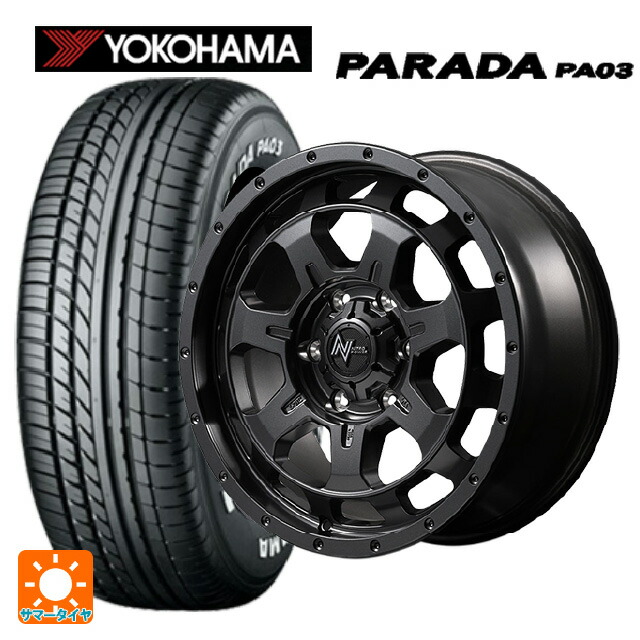 ニッサン NV350キャラバン(E26系)用 215/60R17 109/107S ヨコハマ パラダ PA03 ホワイトレター エムアイディー ナイトロパワー M7 ファランクス バレルブラック 新品サマータイヤホイール 4本セット