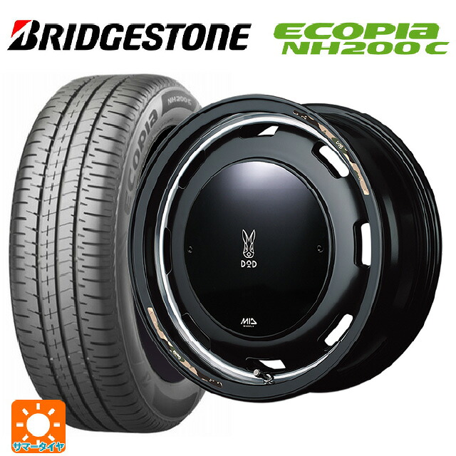 165/55R14 72V ブリヂストン エコピア NH200C 正規品 エムアイディー ウシャリントバリ セミグロスブラック/リムヴァーレイポリッシュ 14-4.5J 国産車用 サマータイヤホイール4本セット