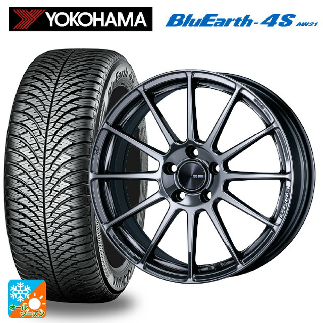 225/50R18 99W XL ヨコハマ ブルーアース4S AW21 # エンケイ パフォーマンスライン PF03 SBK 18-7.5J 国産車用 オールシーズンタイヤホイール4本セット