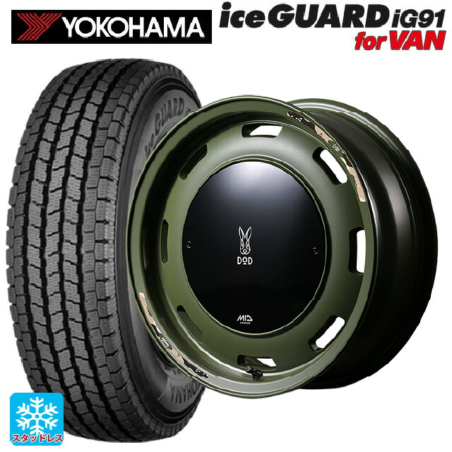 スズキ ジムニーノマド(JC74W)用 225/75R16 118/116L ヨコハマ アイスガード IG91 for VAN エムアイディー ウシャリントバリ セミグロスODグリーン 新品スタッドレスタイヤホイール 4本セット|タイヤホイール専門店コニシタイヤ