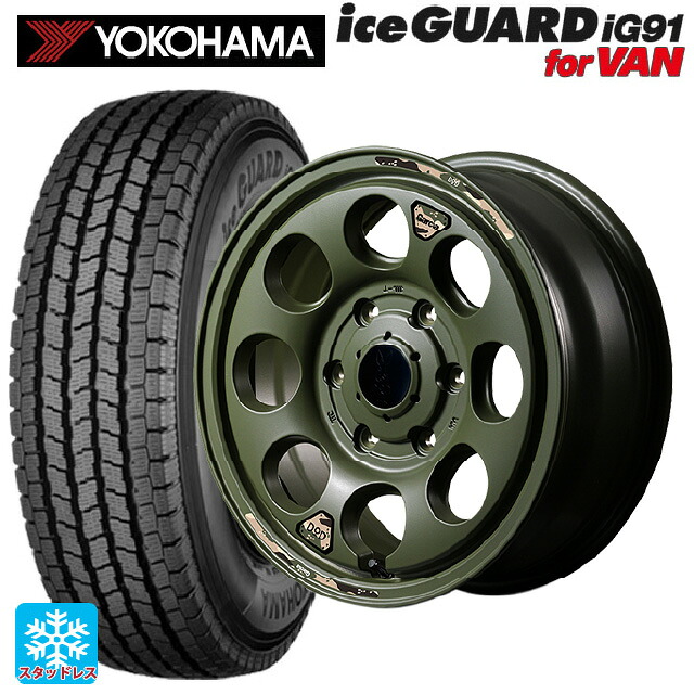 195/80R15 107/105L ヨコハマ アイスガード IG91 for VAN エムアイディー ウシャリン セミグロスODグリーン 15-6J 国産車用 スタッドレスタイヤホイール4本セット 102,610円