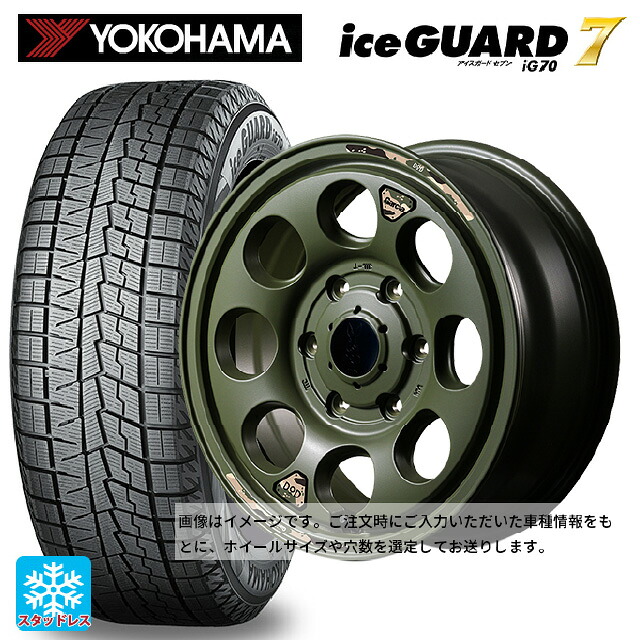 2025年製 215/65R16 98Q ヨコハマ アイスガード7(IG70) # エムアイディー ウシャリン セミグロスODグリーン 16-6J 国産車用 スタッドレスタイヤホイール4本セット