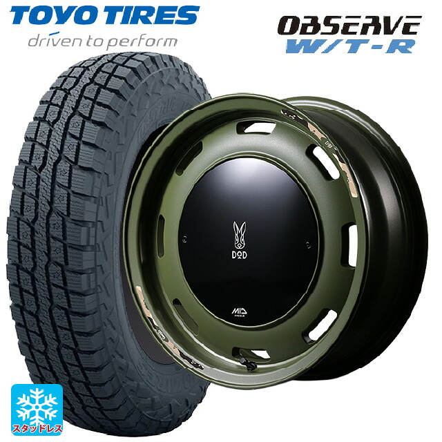 スズキ ジムニーシエラ(74系)用 225/70R16 102/99Q トーヨー オブザーブ W/T-R エムアイディー ウシャリントバリ セミグロスODグリーン 新品スタッドレスタイヤホイール 5本セット