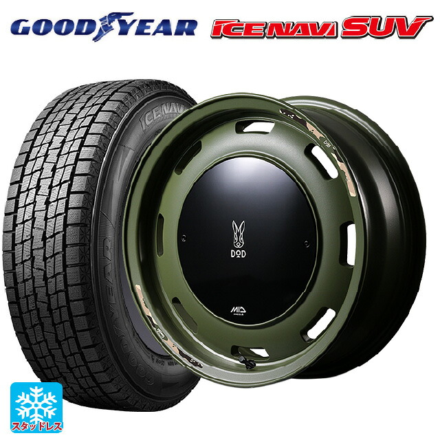 215/65R16 98Q グッドイヤー アイスナビ SUV # エムアイディー ウシャリントバリ セミグロスODグリーン 16-6J 国産車用 スタッドレスタイヤホイール4本セット|タイヤホイール専門店コニシタイヤ