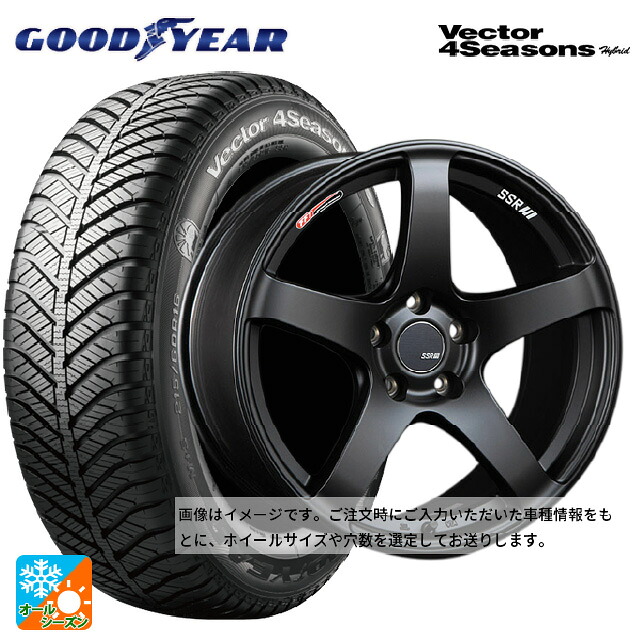195/60R17 90H グッドイヤー ベクターフォーシーズンズ ハイブリッド タナベ SSR GT V01 フラットブラック/レッドライン 17-7J 国産車用 オールシーズンタイヤホイール4本セット