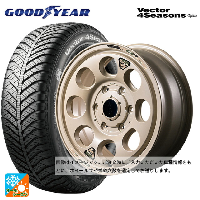 215/65R16 98H グッドイヤー ベクターフォーシーズンズ ハイブリッド エムアイディー ウシャリン セミグロスサンドベージュ 16-6J 国産車用 オールシーズンタイヤホイール4本セット