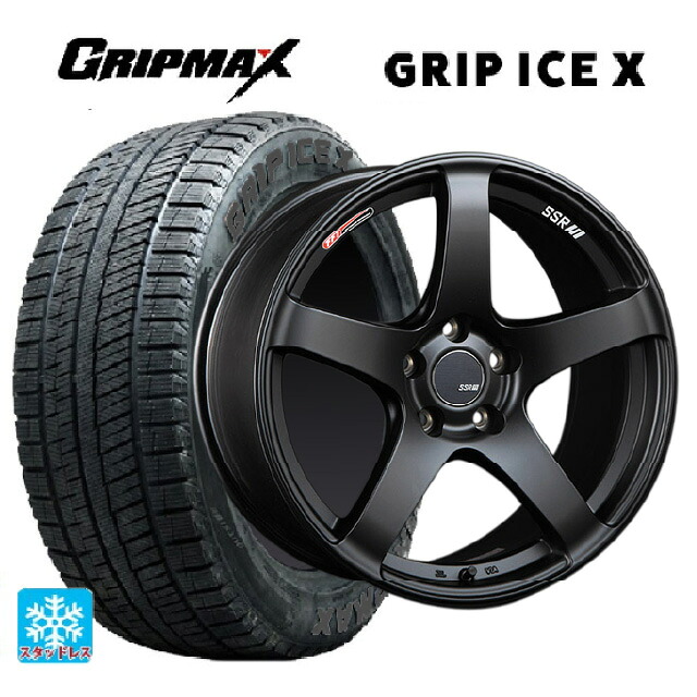 225/45R18 95H XL グリップマックス グリップアイスX ブラックレター タナベ SSR GT V01 フラットブラック/レッドライン 18-8.5J 国産車用 スタッドレスタイヤホイール4本セット