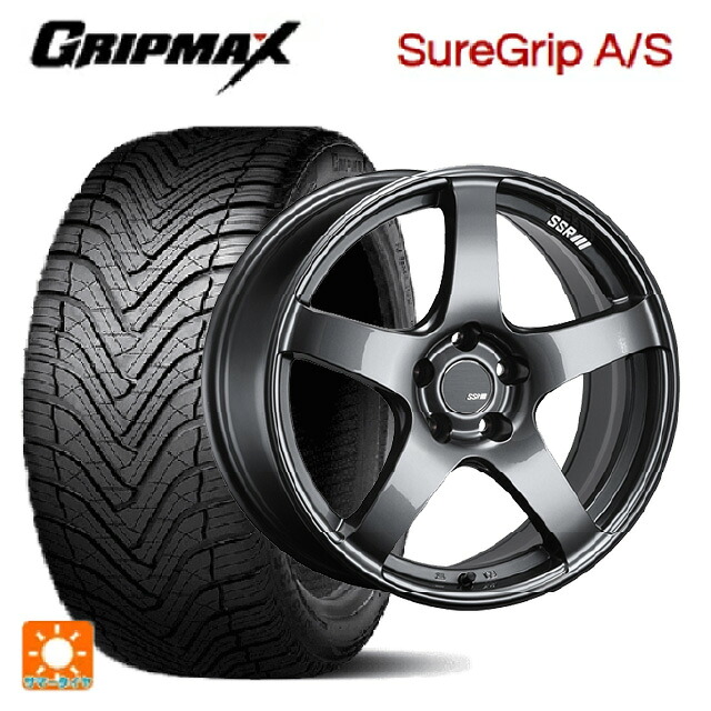 225/40R18 92W XL グリップマックス シュアグリップ A/S ブラックレター タナベ SSR GT V01 グラファイトガンメタ 18-7.5J 国産車用 オールシーズンタイヤホイール4本セット