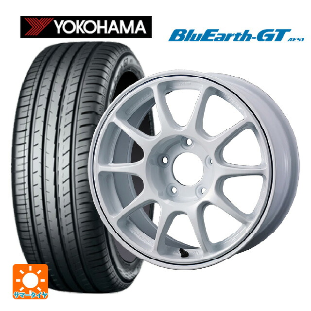 185/65R15 88H ヨコハマ ブルーアースGT AE51 # ウェッズ ウェッズスポーツ TC 105X グラベル WHITE+BLUE LINE 15-6.5J 国産車用 サマータイヤホイール4本セット|タイヤホイール専門店コニシタイヤ