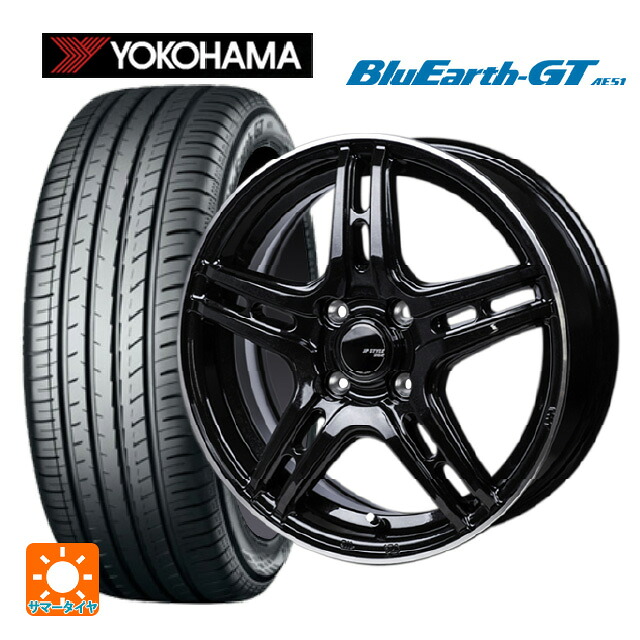 185/65R15 88H ヨコハマ ブルーアースGT AE51 ジャパン三陽 ジェーピースタイル R52 パールブラック/フランジカットポリッシュ 15-5.5J 国産車用 サマータイヤホイール4本セット