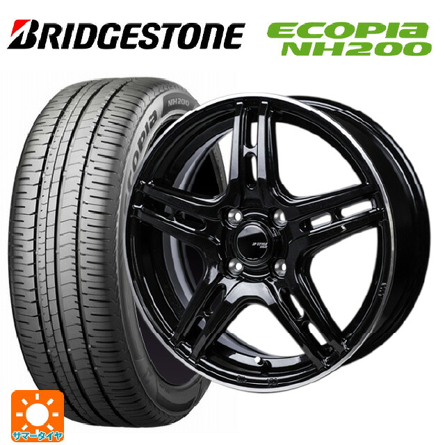 185/70R14 88S ブリヂストン エコピア NH200 正規品 ジャパン三陽 ジェーピースタイル R52 パールブラック/フランジカットポリッシュ 14-5J 国産車用 サマータイヤホイール4本セット
