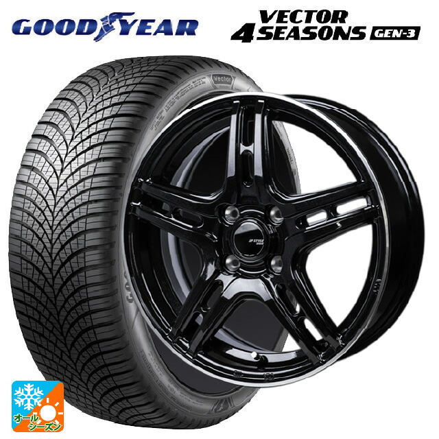185/65R15 92V XL グッドイヤー ベクター4シーズンズ ジェン3 ジャパン三陽 ジェーピースタイル R52 パールブラック/フランジカットポリッシュ 15-5.5J 国産車用 オールシーズンタイヤホイール4本セット