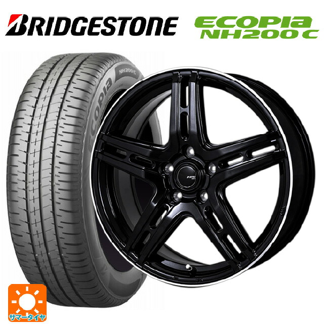 185/60R16 86H ブリヂストン エコピア NH200C 正規品 ジャパン三陽 ジェーピースタイル R52 パールブラック/フランジカットポリッシュ 16-6J 国産車用 サマータイヤホイール4本セット