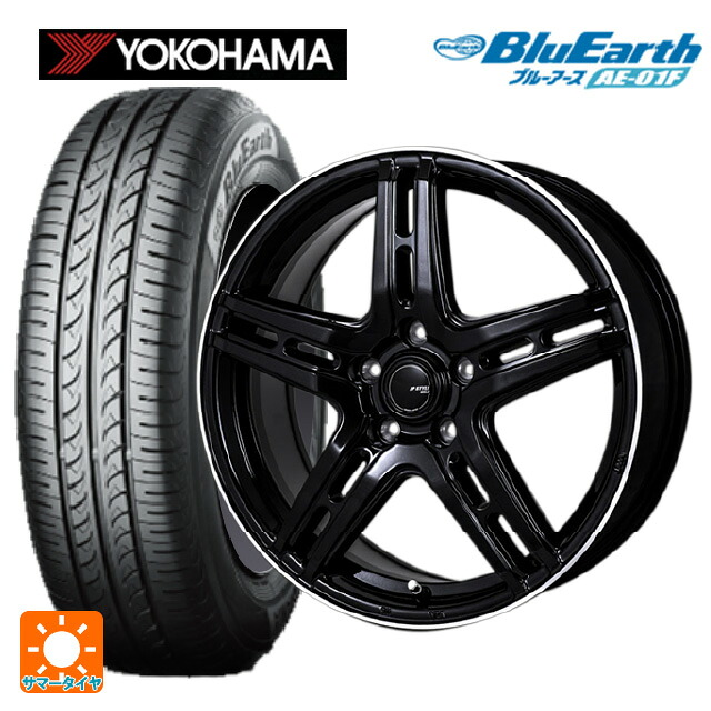 205/60R16 92H ヨコハマ ブルーアース AE01F ジャパン三陽 ジェーピースタイル R52 パールブラック/フランジカットポリッシュ 16-6.5J 国産車用 サマータイヤホイール4本セット