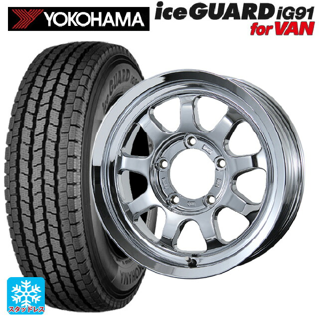 スズキ ジムニーシエラ(74系)用 195/80R15 103/101L ヨコハマ アイスガード IG91 for VAN トピー ブロウズ ロブナイン # Chrome 新品スタッドレスタイヤホイール 4本セット