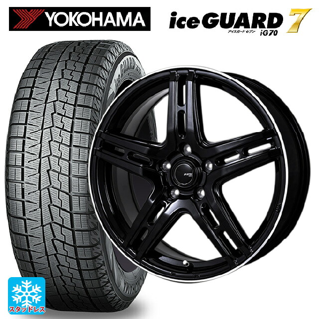 ニッサン キックス(P16系)用 215/60R17 96Q ヨコハマ アイスガード7(IG70) ジャパン三陽 ジェーピースタイル R52 パールブラック/フランジカットポリッシュ 新品スタッドレスタイヤホイール 4本セット|タイヤホイール専門店コニシタイヤ